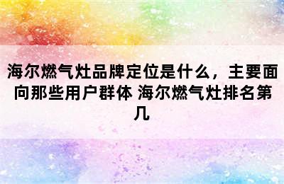 海尔燃气灶品牌定位是什么，主要面向那些用户群体 海尔燃气灶排名第几